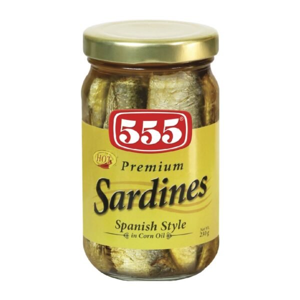 555 Premium Sardines Spanish Style in Corn Oil Hot 230g