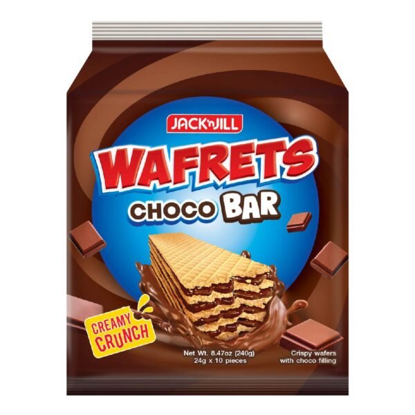 J&J Wafrets Choco Bar Crispy Wafers 10x24g