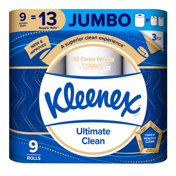 Kleenex Ultimate Clean Bathroom Tissue Jumbo 3ply 330sheets 9rolls